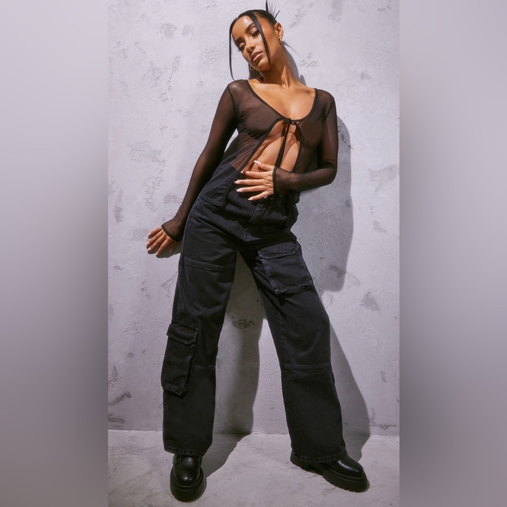 COPY - PLT Black Oversize Cargo Jeans